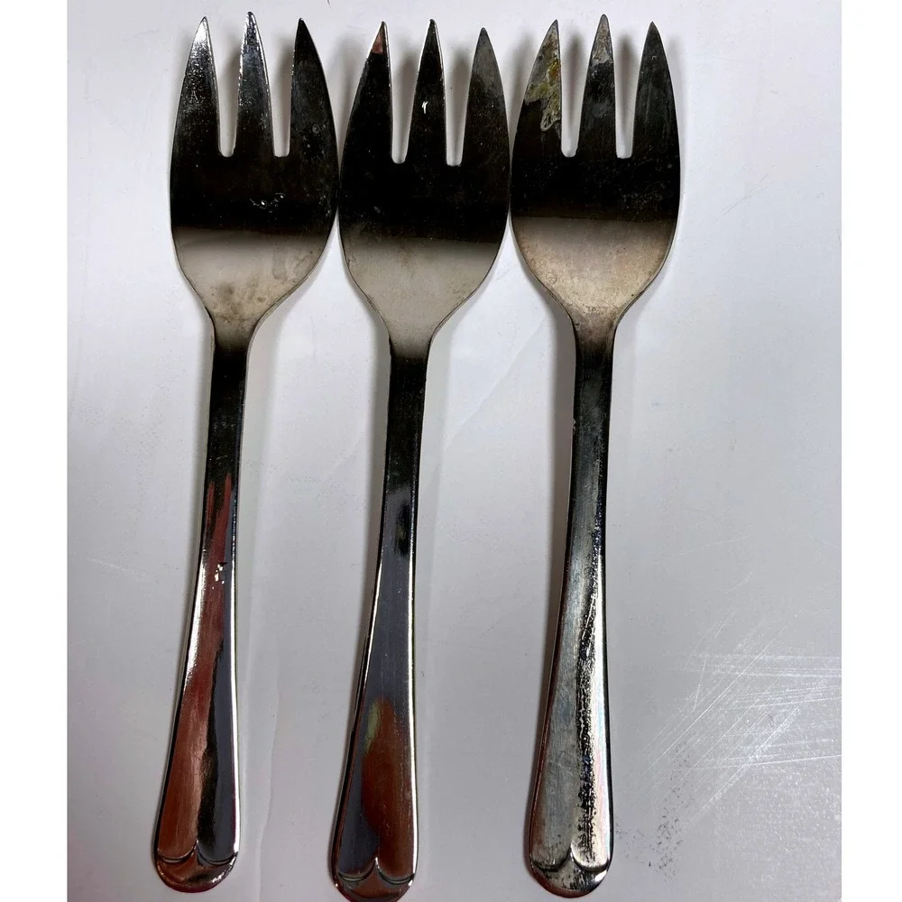 Vintage Sheffield England Silver Plated Pastry Cake Forks Set of 3 Pat‎ 1027708